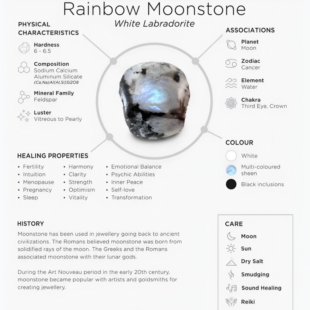 925 Sterling Silver and Triple Natural Rainbow Moonstone Ring - Picture 10 of 13